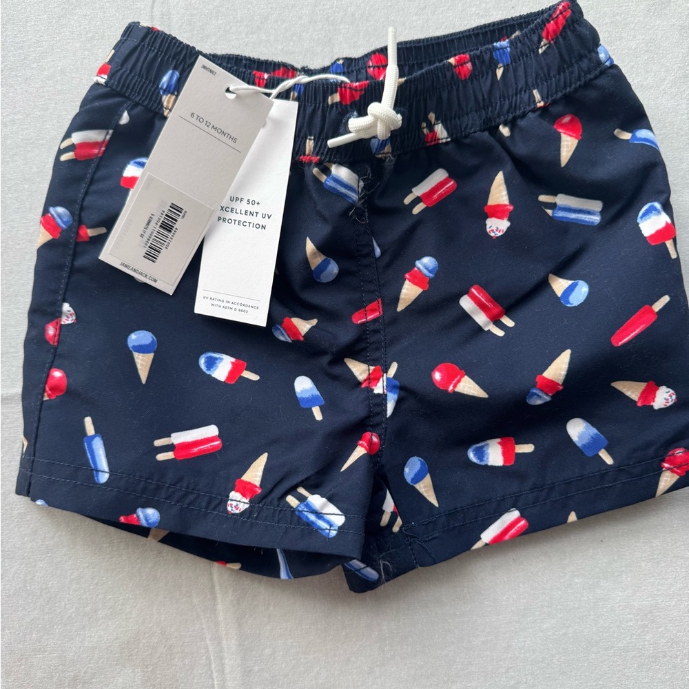 Janie and Jack Navy Ice Cream Print Shorts